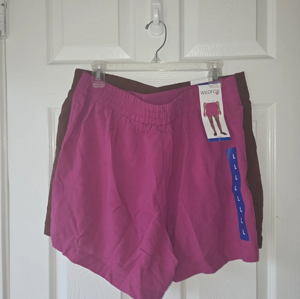 Wildfox Shorts Size L NWT 2-Pack Fuschia and Brown Casual Outdoor Gorpcore - Picture 5 of 8